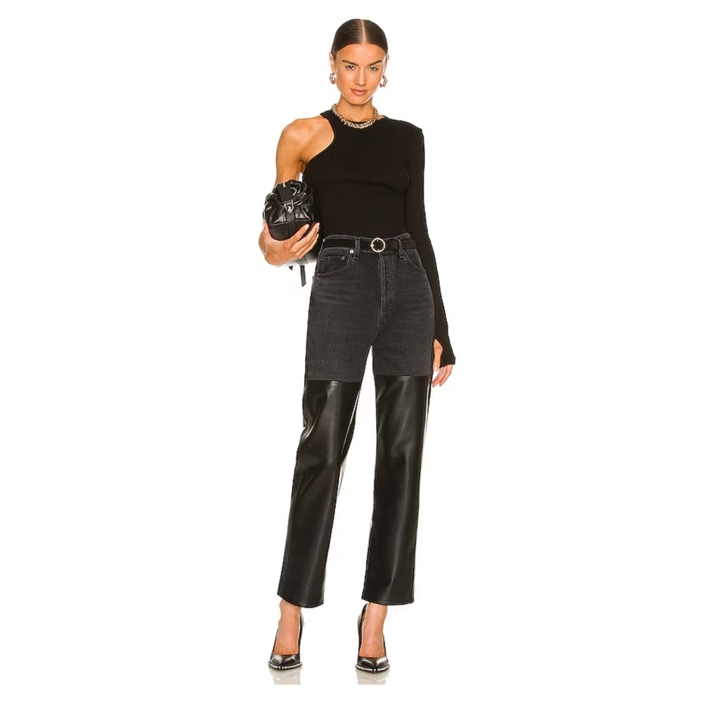 Agolde: Pieced 90s Pinch Waist Jean in Howl & Detox Recycled Leather